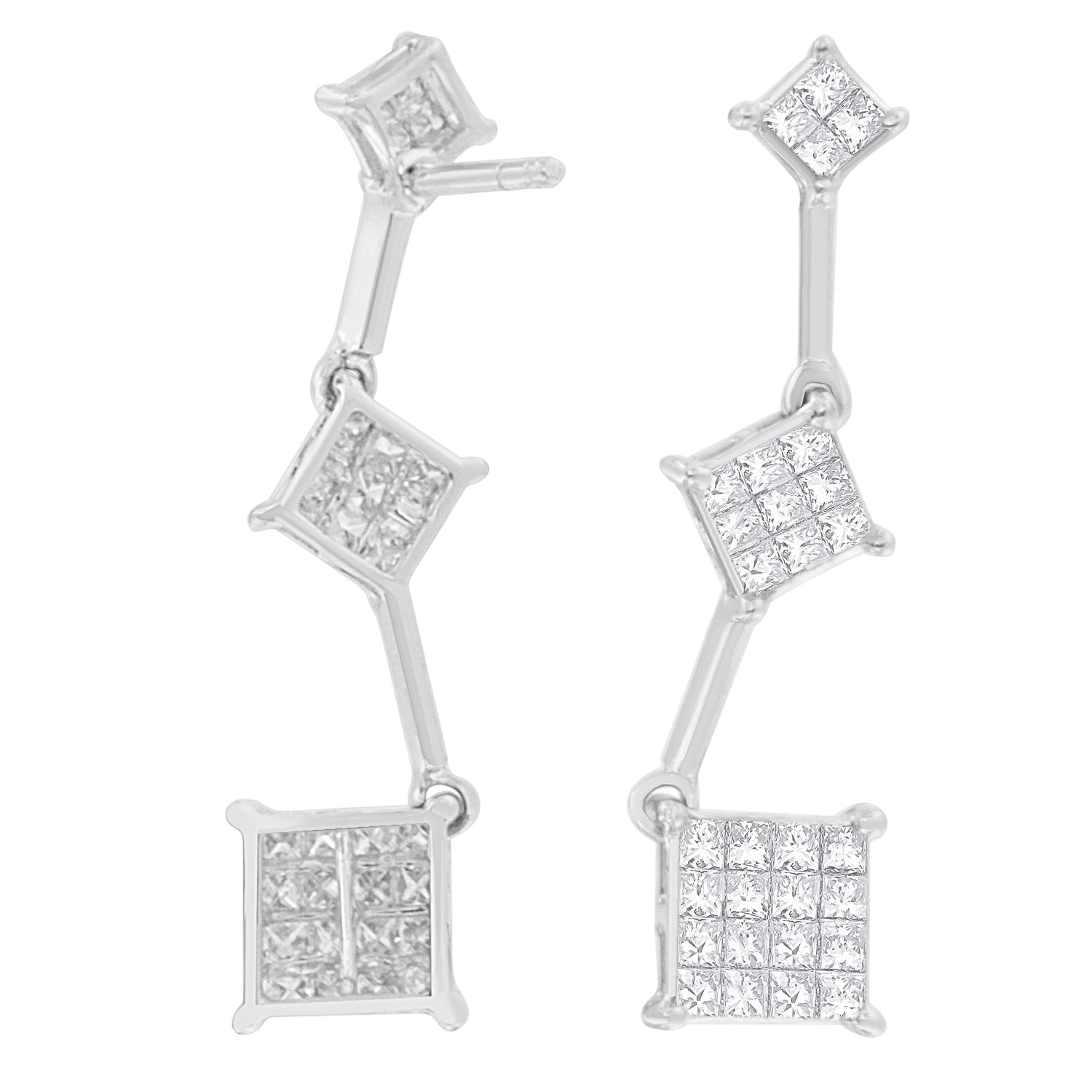 14K White Gold 1 cttw Princess Cut Diamond Earrings (G-H, VS1-VS2) Bids.com