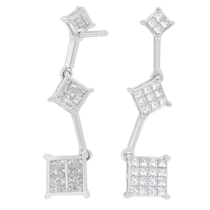 14K White Gold 1 cttw Princess Cut Diamond Earrings (G-H, VS1-VS2) Bids.com