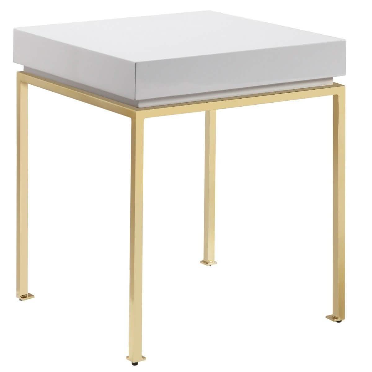 Bianca Nightstand Side Table Square Frame High Sheen Lacquer DailySale