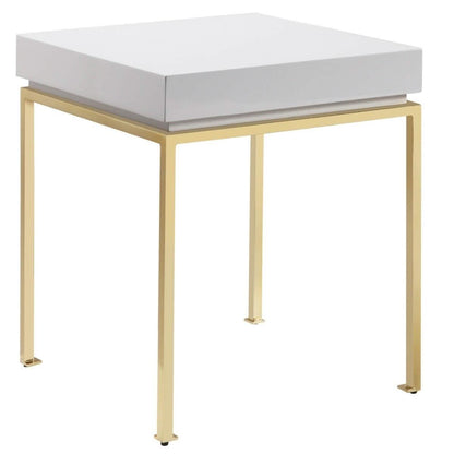 Bianca Nightstand Side Table Square Frame High Sheen Lacquer DailySale
