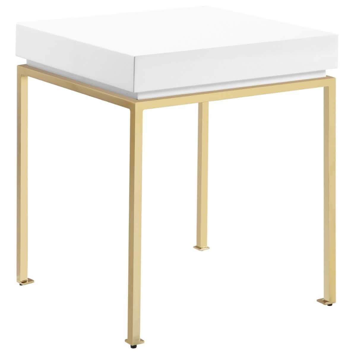 Bianca Nightstand Side Table Square Frame High Sheen Lacquer DailySale