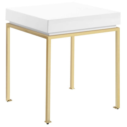 Bianca Nightstand Side Table Square Frame High Sheen Lacquer DailySale