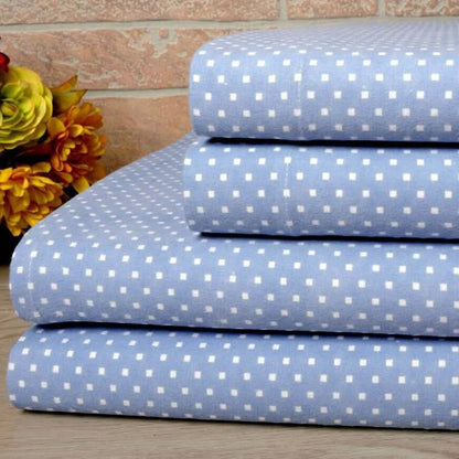 Bibb Home 100% Cotton Printed Flannel Sheet Set - Cozy, Soft, Deep Pocket Sheets DailySale