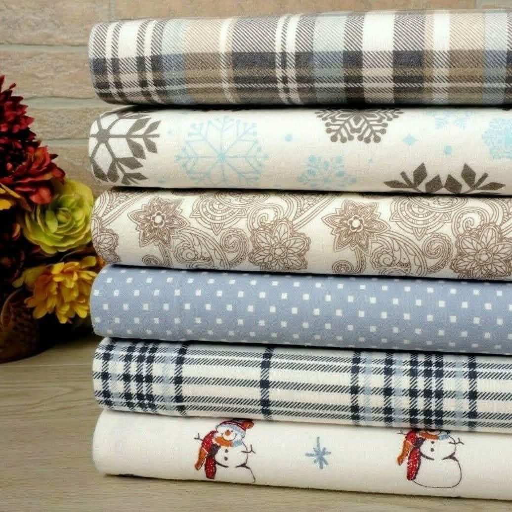 Bibb Home 100% Cotton Printed Flannel Sheet Set - Cozy, Soft, Deep Pocket Sheets DailySale