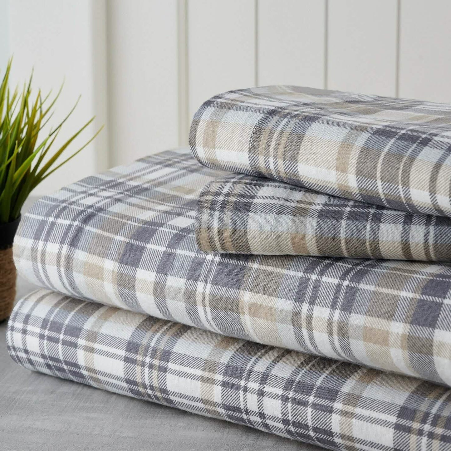Bibb Home 100% Cotton Printed Flannel Sheet Set - Cozy, Soft, Deep Pocket Sheets DailySale