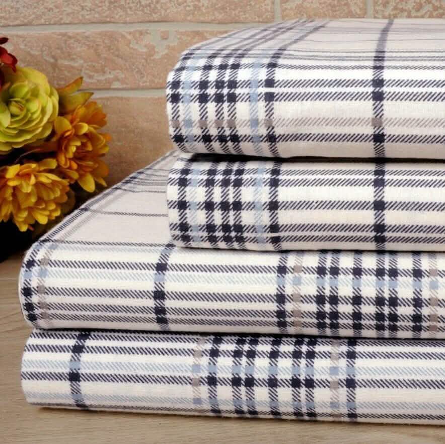 Bibb Home 100% Cotton Printed Flannel Sheet Set - Cozy, Soft, Deep Pocket Sheets DailySale