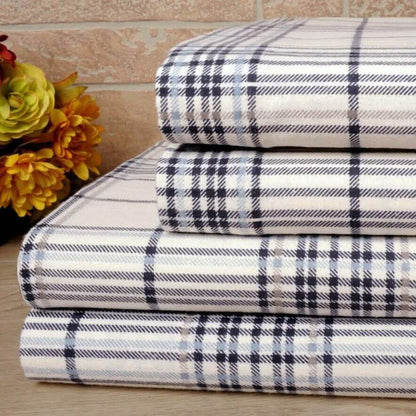 Bibb Home 100% Cotton Printed Flannel Sheet Set - Cozy, Soft, Deep Pocket Sheets DailySale