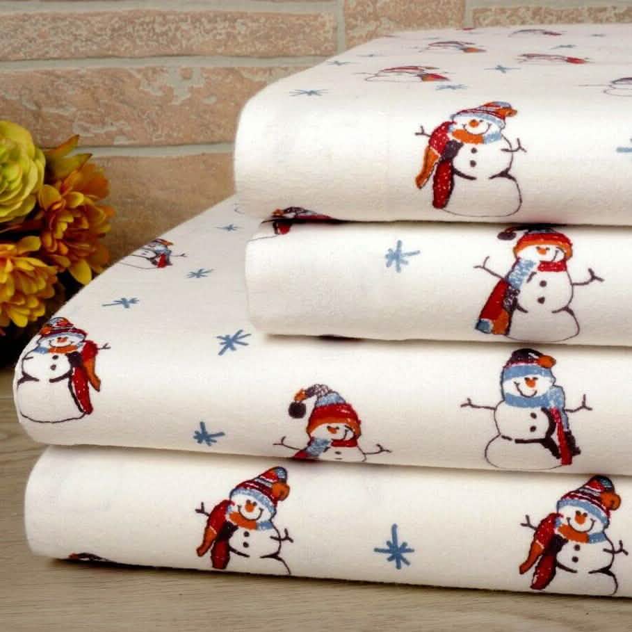 Bibb Home 100% Cotton Printed Flannel Sheet Set - Cozy, Soft, Deep Pocket Sheets DailySale