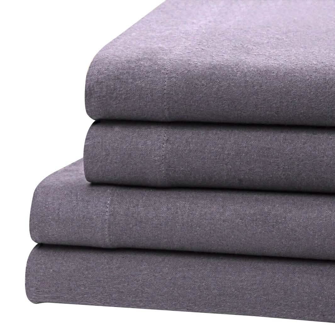Bibb Home 100% Cotton Solid Flannel Deep Pocket Sheet Set DailySale