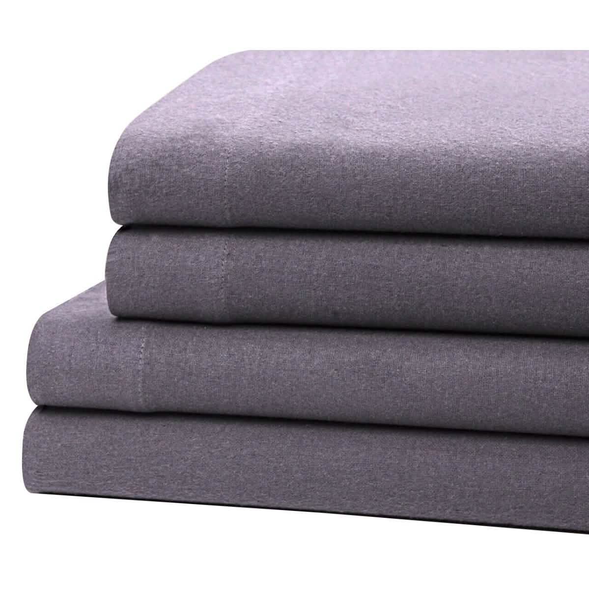 Bibb Home 100% Cotton Solid Flannel Sheet Set DailySale