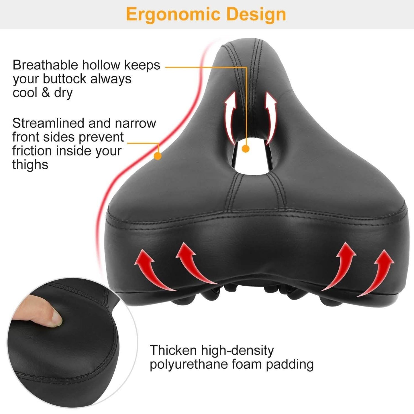 Bicycle Padded Saddle Wear Resistant Hollow Leather Seat Cushion DailySale