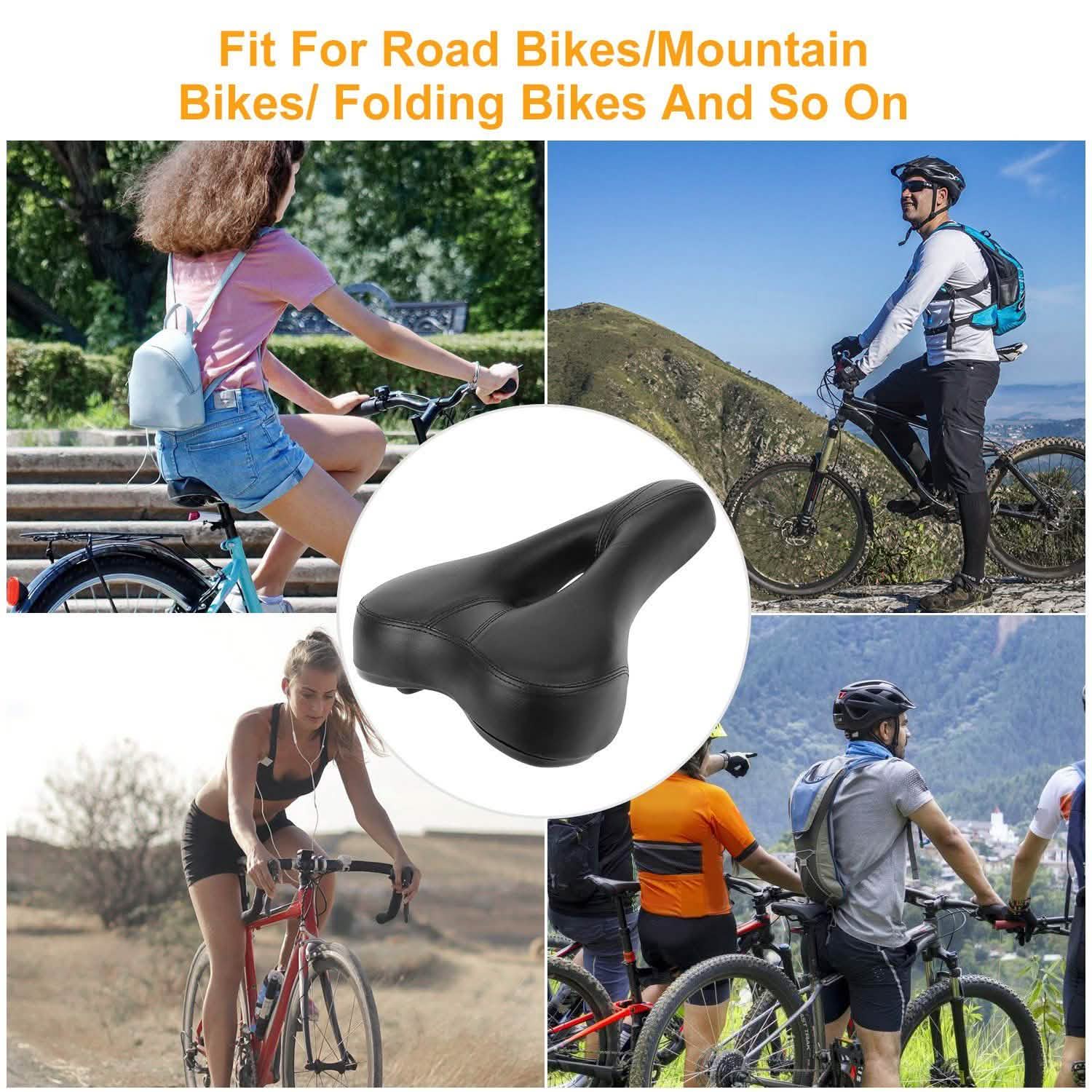 Bicycle Padded Saddle Wear Resistant Hollow Leather Seat Cushion DailySale