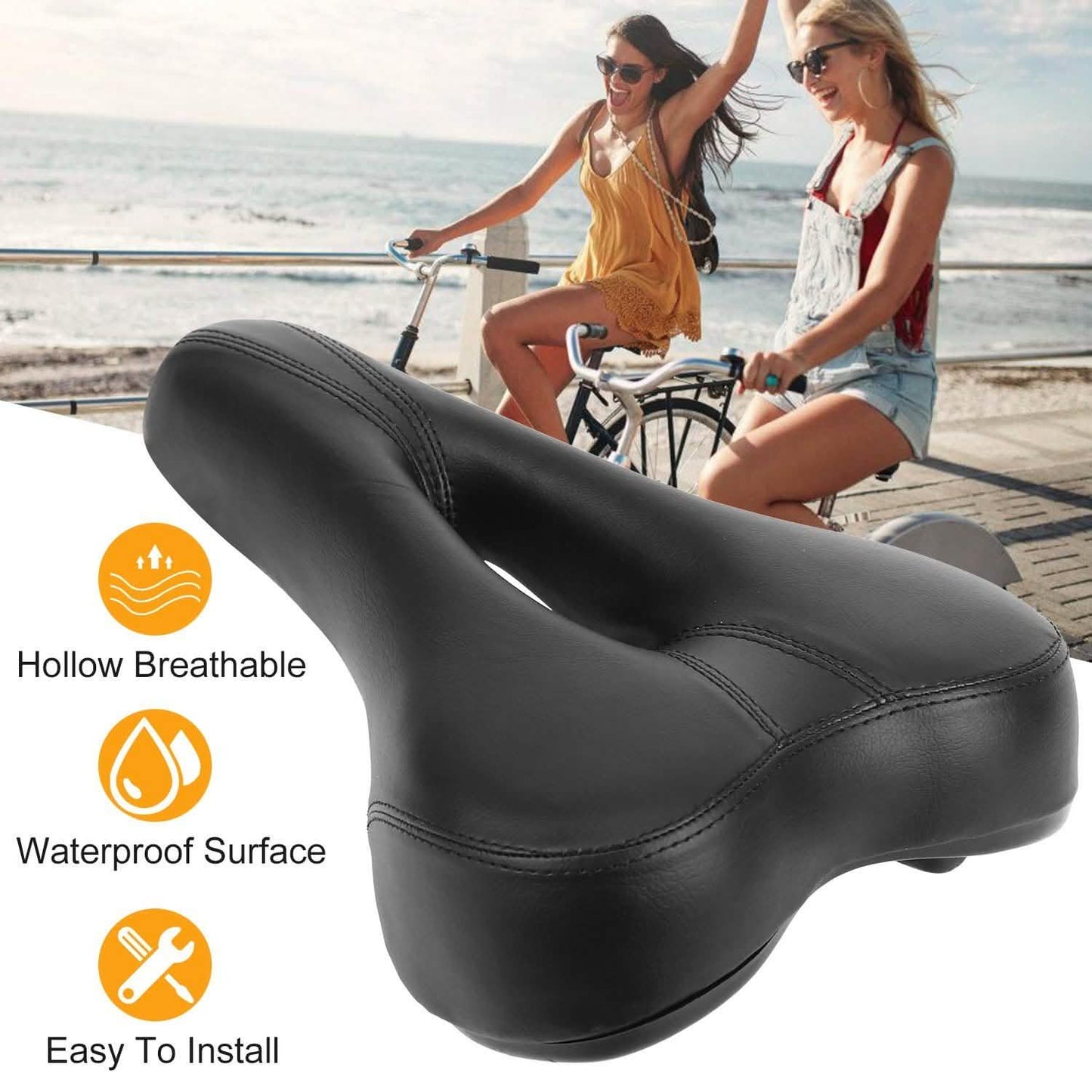 Bicycle Padded Saddle Wear Resistant Hollow Leather Seat Cushion DailySale