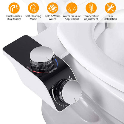Bidet Attachment Non-Electric Fresh Water Sprayer with Self Cleaning Dual Nozzle DailySale