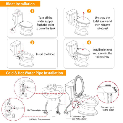 Bidet Attachment Non-Electric Fresh Water Sprayer with Self Cleaning Dual Nozzle DailySale