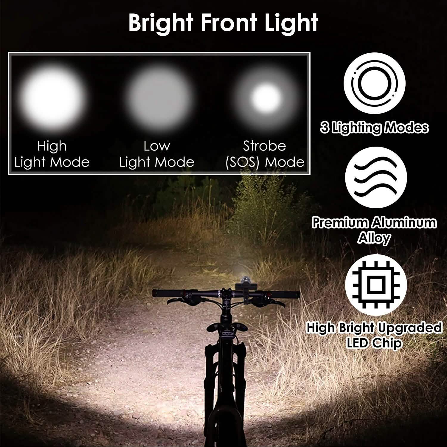 Bike Headlight USB Rechargeable with Bracket DailySale