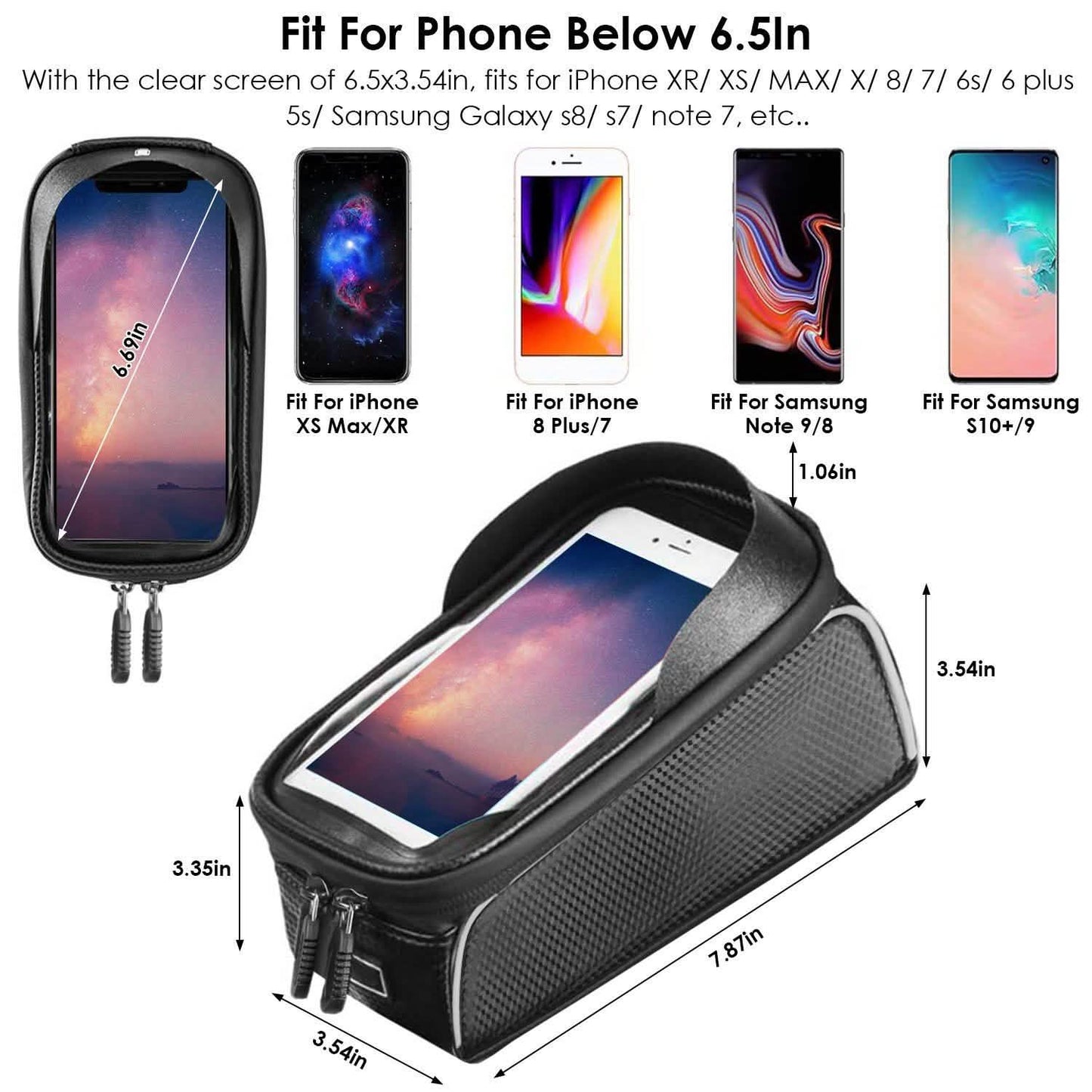 Bike Phone Front Frame Bag with Touch Screen Sun-Visor DailySale