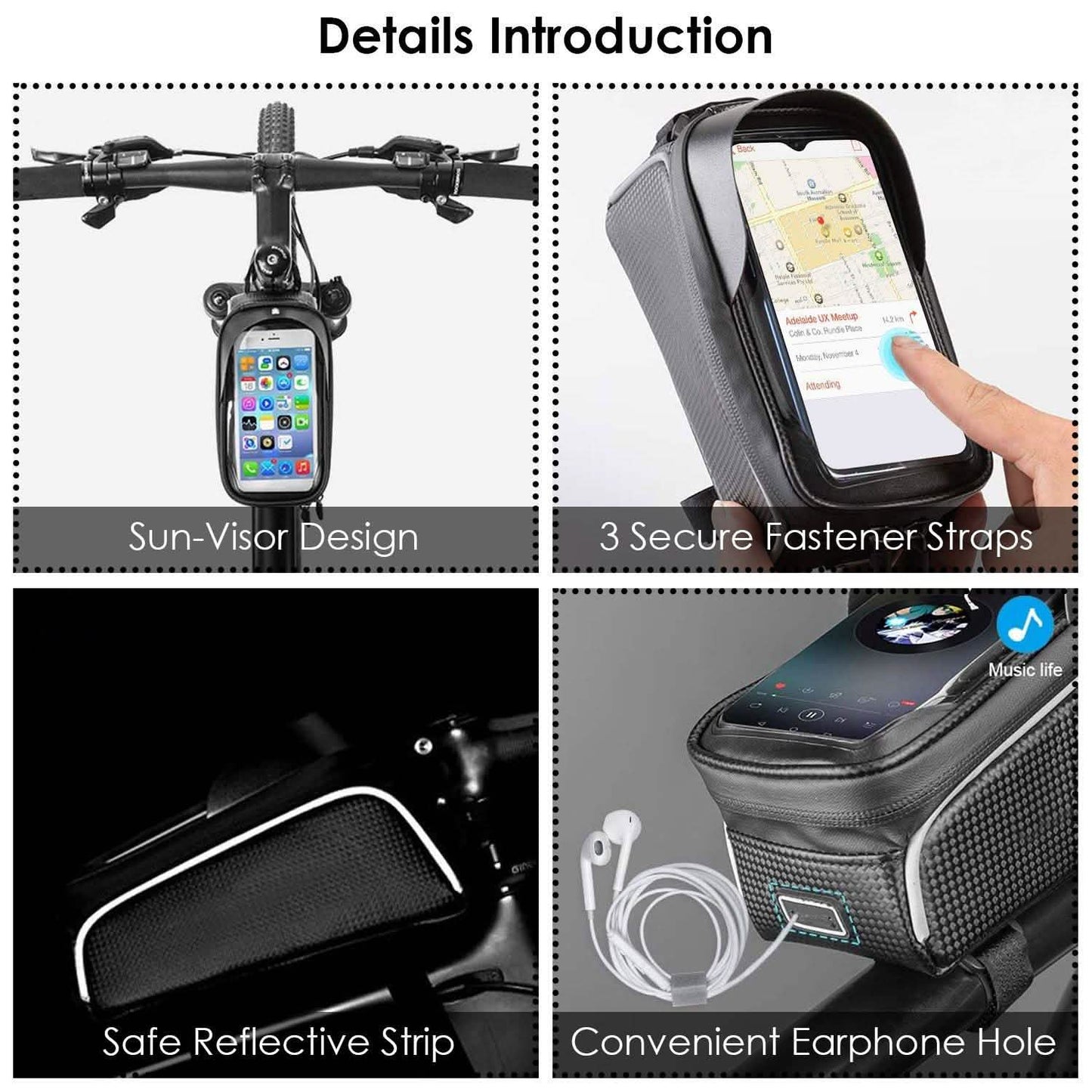 Bike Phone Front Frame Bag with Touch Screen Sun-Visor DailySale