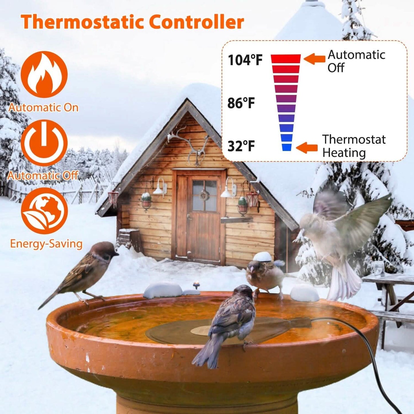 Bird Bath Deicer Outdoor Winter Water Heater Thermostatically Controlled DailySale