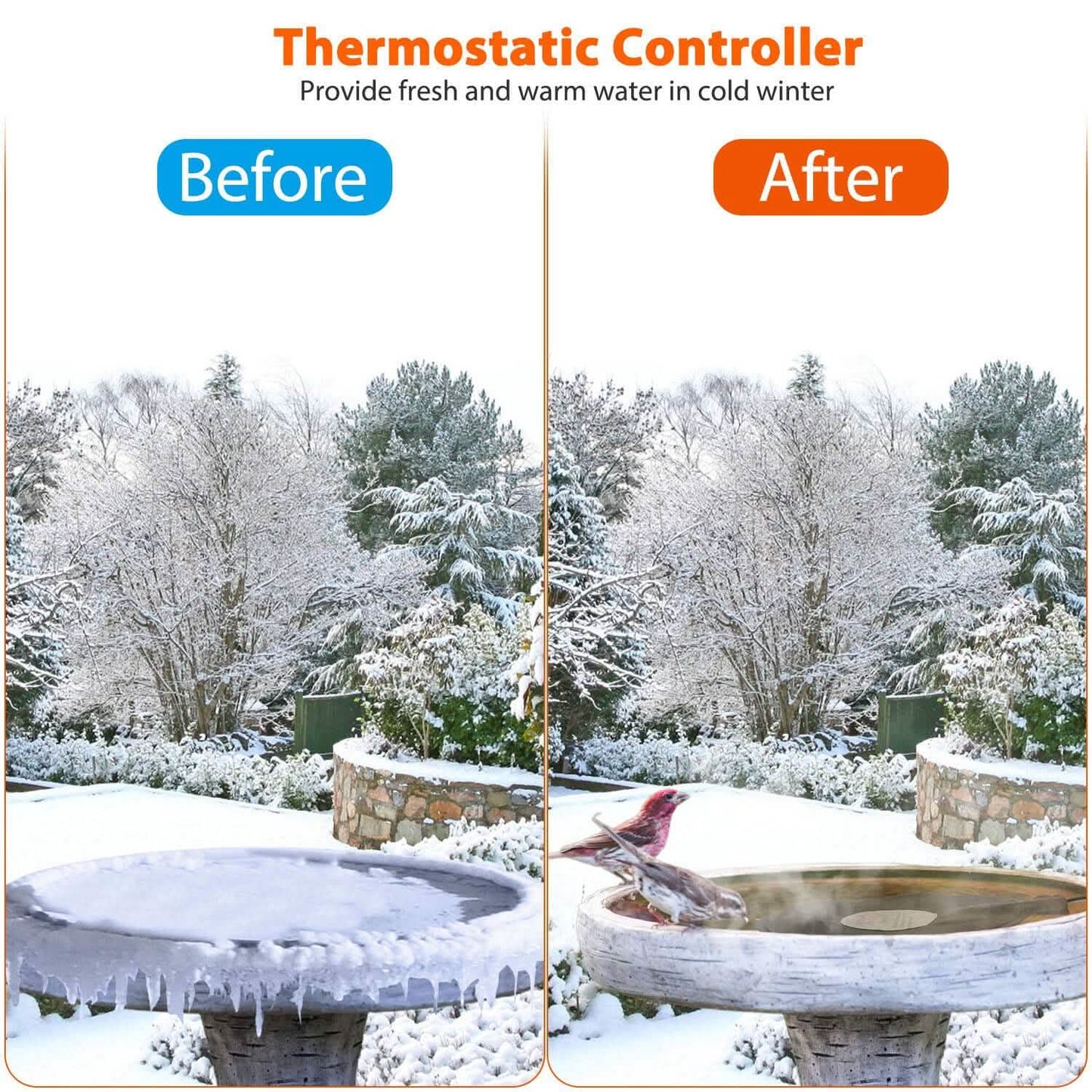 Bird Bath Deicer Outdoor Winter Water Heater Thermostatically Controlled DailySale