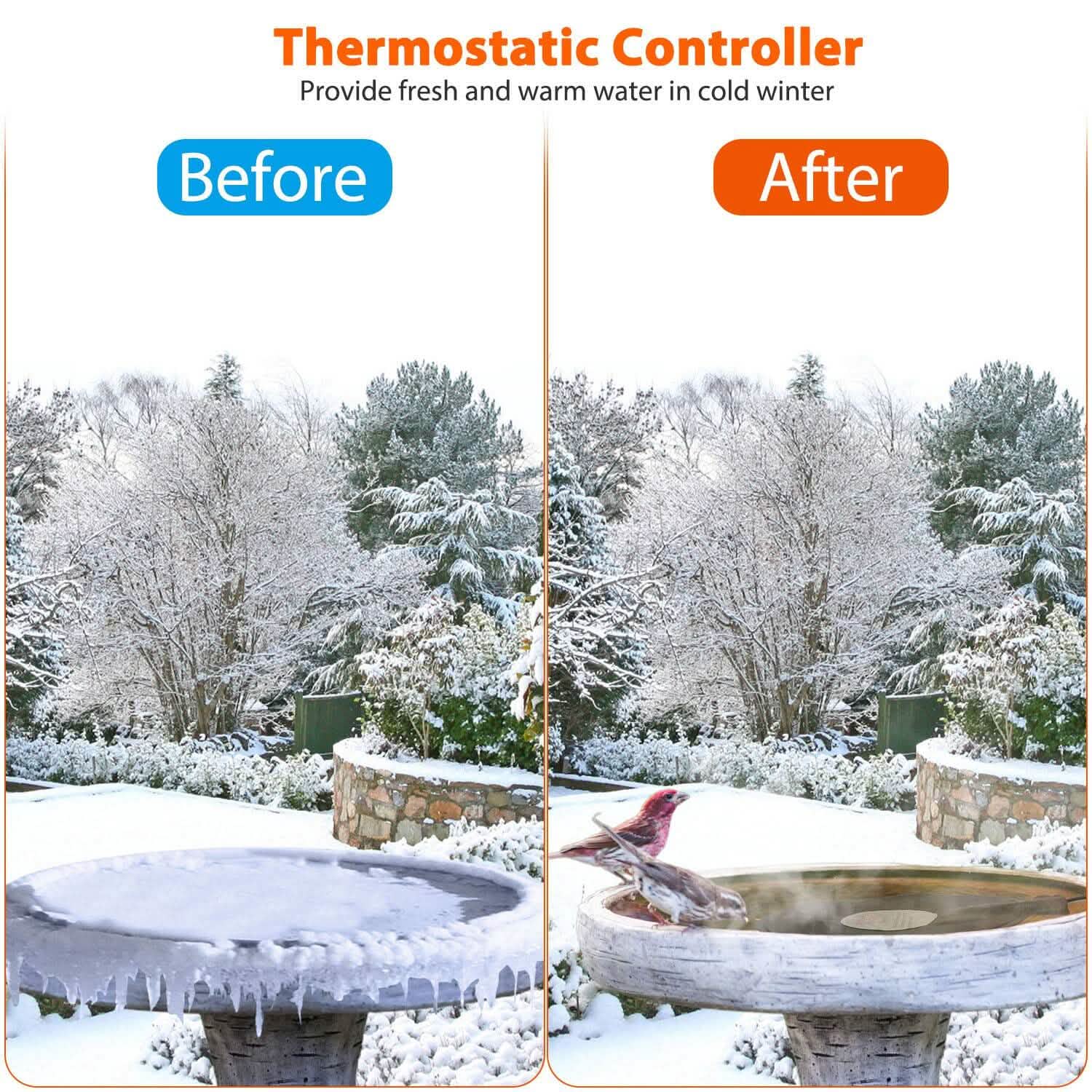 Bird Bath Deicer Outdoor Winter Water Heater Thermostatically Controlled DailySale