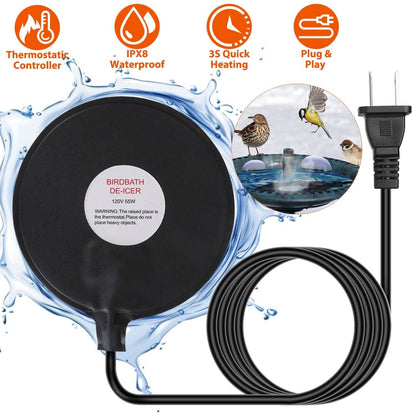 Bird Bath Deicer Outdoor Winter Water Heater Thermostatically Controlled DailySale