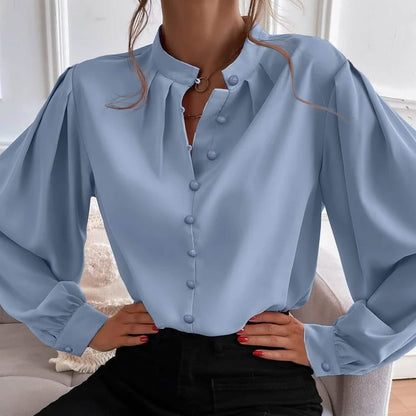 Bishop Sleeve Button Up Blouse DailySale