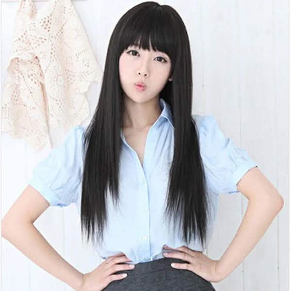 Black Long Straight Full Hair Wig Cosplay DailySale