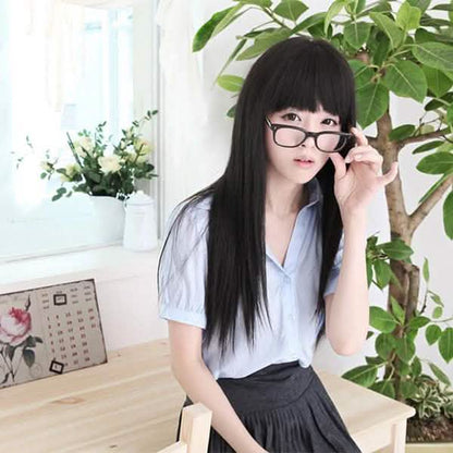 Black Long Straight Full Hair Wig Cosplay DailySale