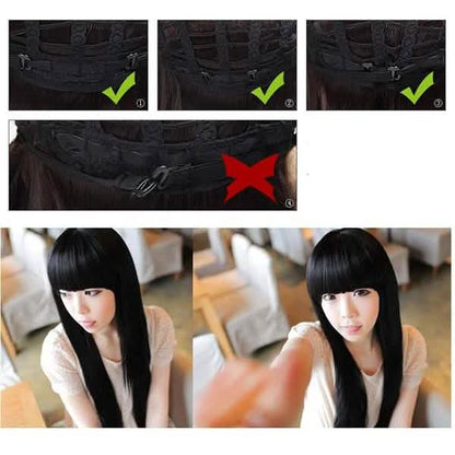 Black Long Straight Full Hair Wig Cosplay DailySale