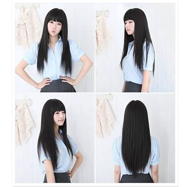 Black Long Straight Full Hair Wig Cosplay DailySale