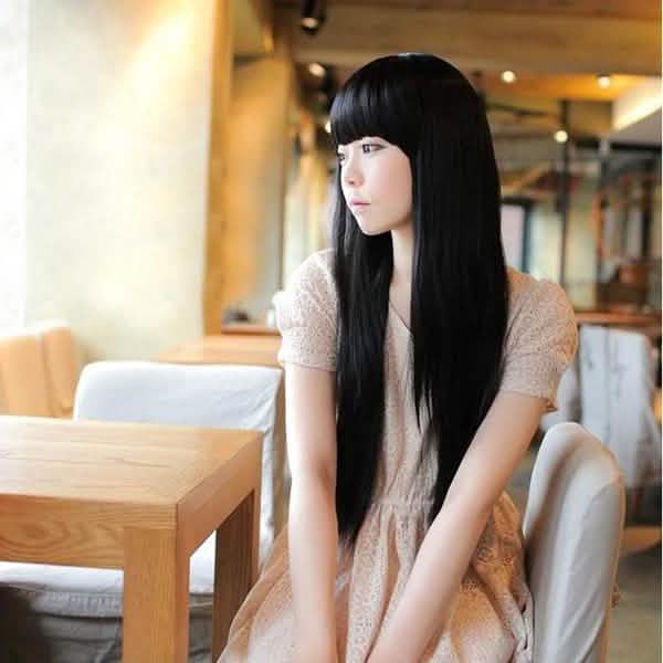 Black Long Straight Full Hair Wig Cosplay DailySale
