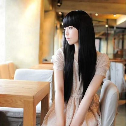 Black Long Straight Full Hair Wig Cosplay DailySale