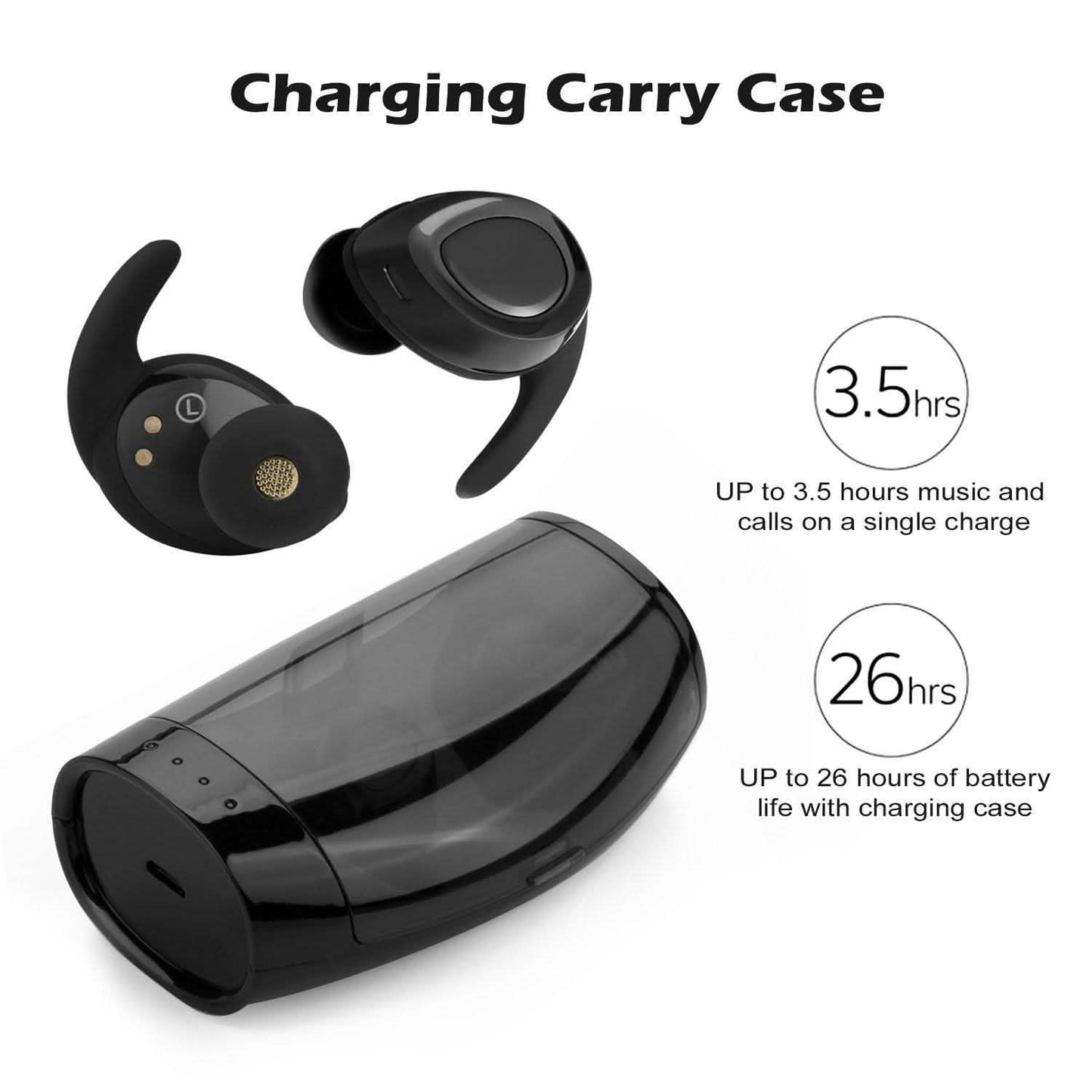 Black Mini Wireless Bluetooth Twins Earbuds Mic True Bass Stereo In-Ear TWS Earphones DailySale