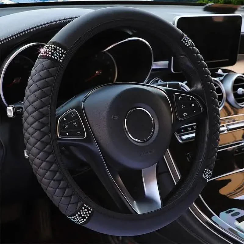 Bling Soft Leather Car Steering Wheel Cover Non-Slip Heat And Cold Protector DailySale