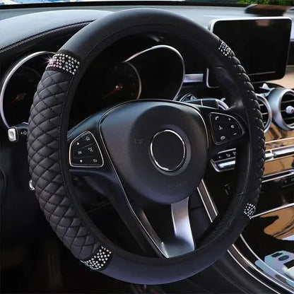 Bling Soft Leather Car Steering Wheel Cover Non-Slip Heat And Cold Protector DailySale