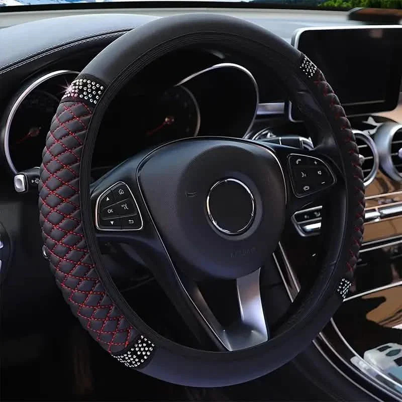 Bling Soft Leather Car Steering Wheel Cover Non-Slip Heat And Cold Protector DailySale