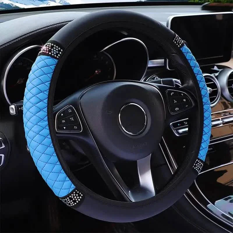 Bling Soft Leather Car Steering Wheel Cover Non-Slip Heat And Cold Protector DailySale