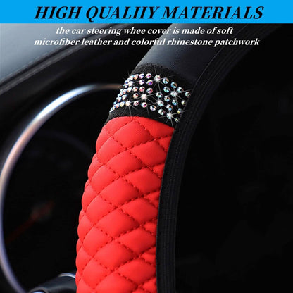 Bling Soft Leather Car Steering Wheel Cover Non-Slip Heat And Cold Protector DailySale