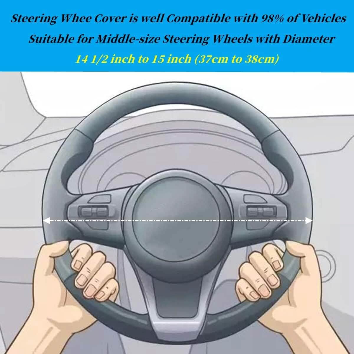 Bling Soft Leather Car Steering Wheel Cover Non-Slip Heat And Cold Protector DailySale