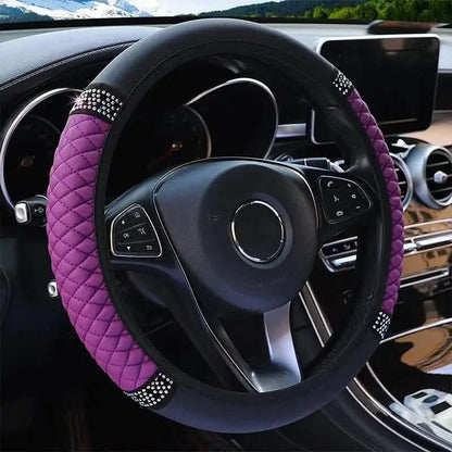 Bling Soft Leather Car Steering Wheel Cover Non-Slip Heat And Cold Protector DailySale