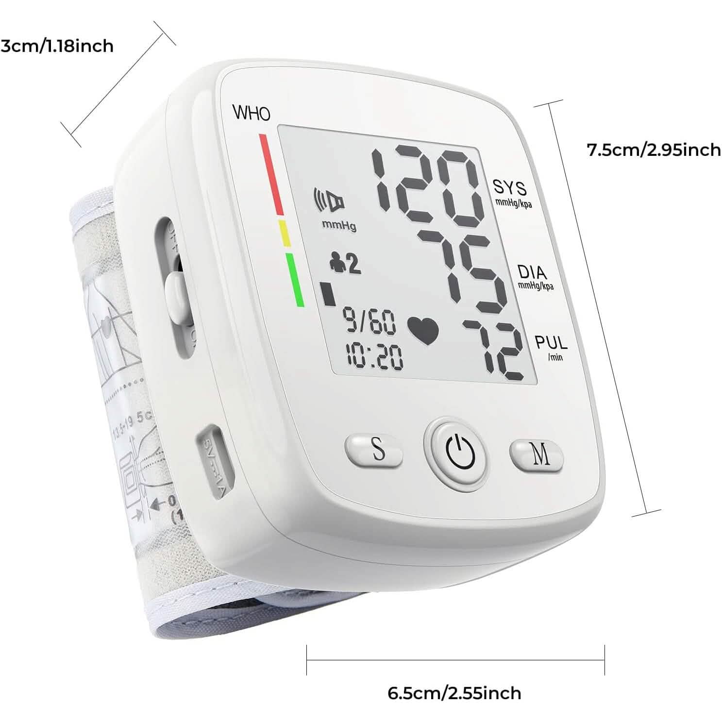 Blood Pressure Monitor Digital Wrist BP Machine Automatic BP Cuff with 2 Users 180 Memory Voice Large LCD Display DailySale