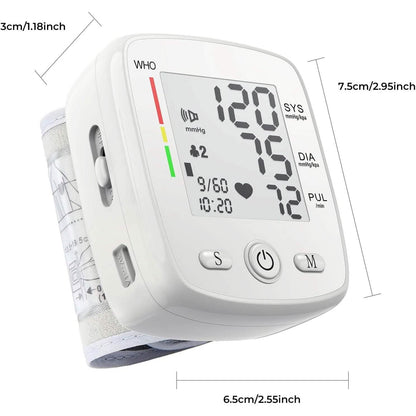Blood Pressure Monitor Digital Wrist BP Machine Automatic BP Cuff with 2 Users 180 Memory Voice Large LCD Display DailySale