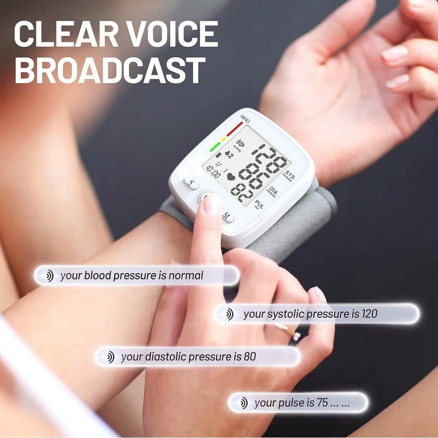 Blood Pressure Monitor Digital Wrist BP Machine Automatic BP Cuff with 2 Users 180 Memory Voice Large LCD Display DailySale