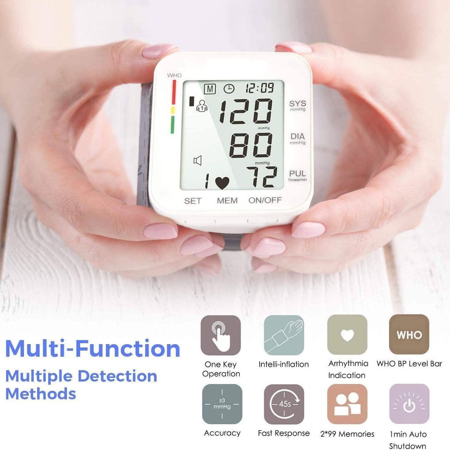 Blood Pressure Monitor Large LCD Display and Adjustable Wrist Cuff DailySale