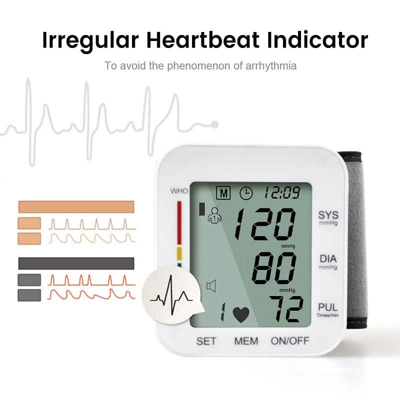 Blood Pressure Monitor Large LCD Display and Adjustable Wrist Cuff DailySale