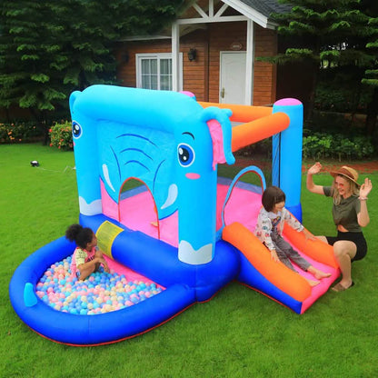 Blue Elephant Bouncy Castle House with 350W Blower DailySale