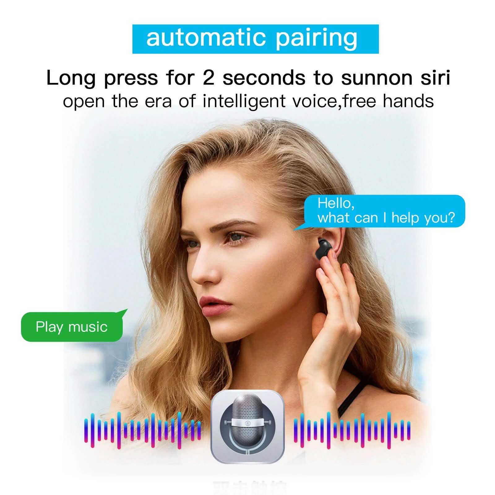 Bluetooth 5.0 Wireless Headset Deep Bass Stereo Earbuds LCD Power Display DailySale