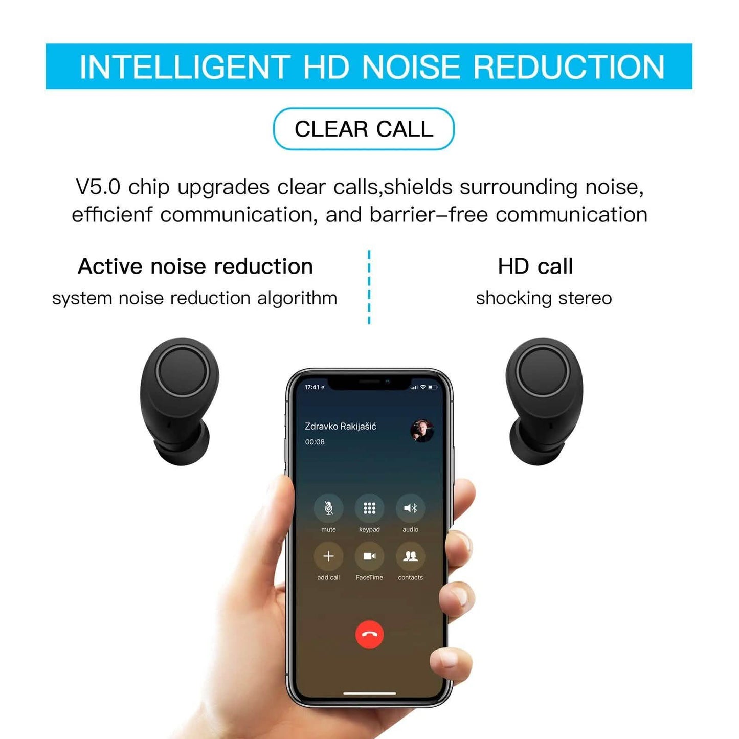 Bluetooth 5.0 Wireless Headset Deep Bass Stereo Earbuds LCD Power Display DailySale