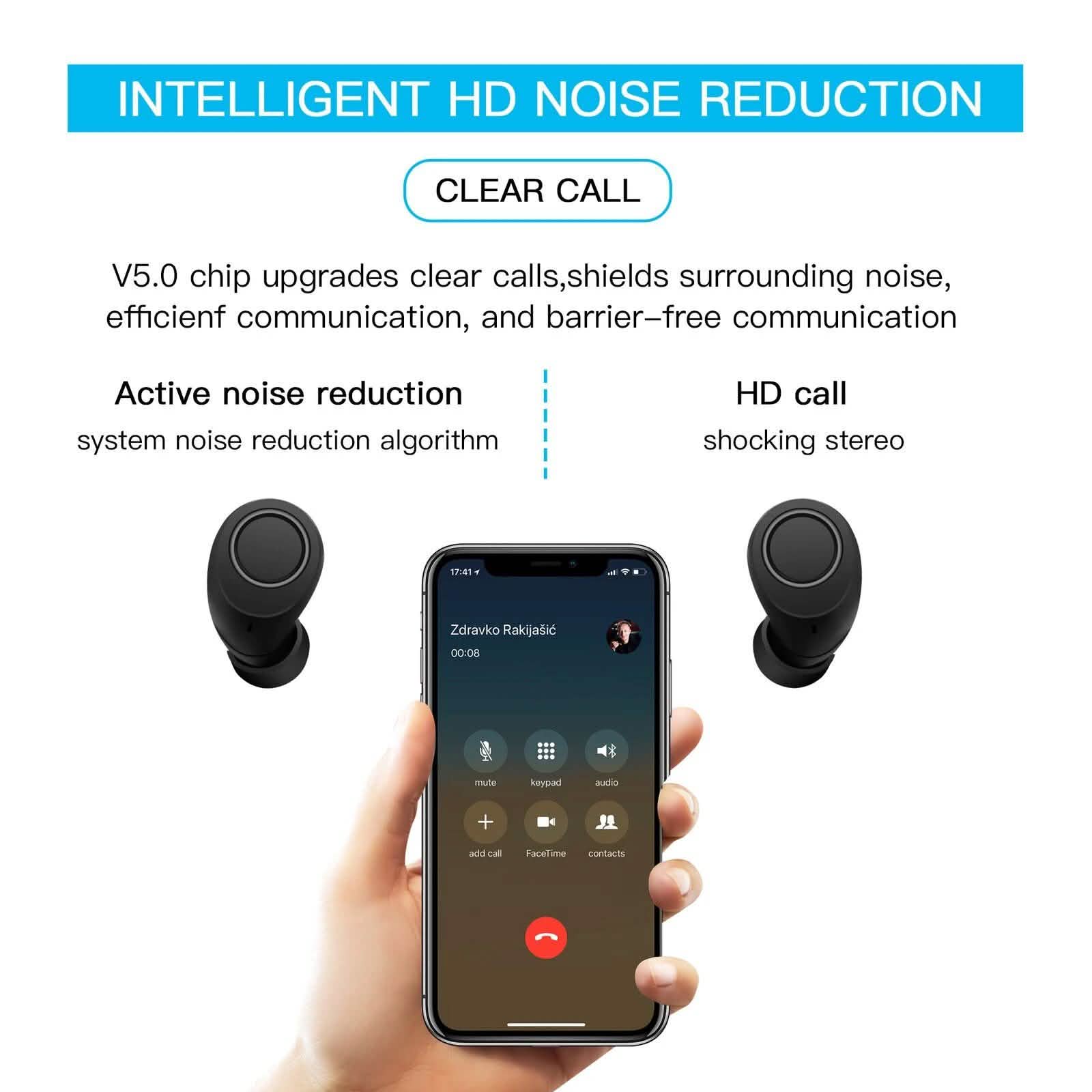 Bluetooth 5.0 Wireless Headset Deep Bass Stereo Earbuds LCD Power Display DailySale